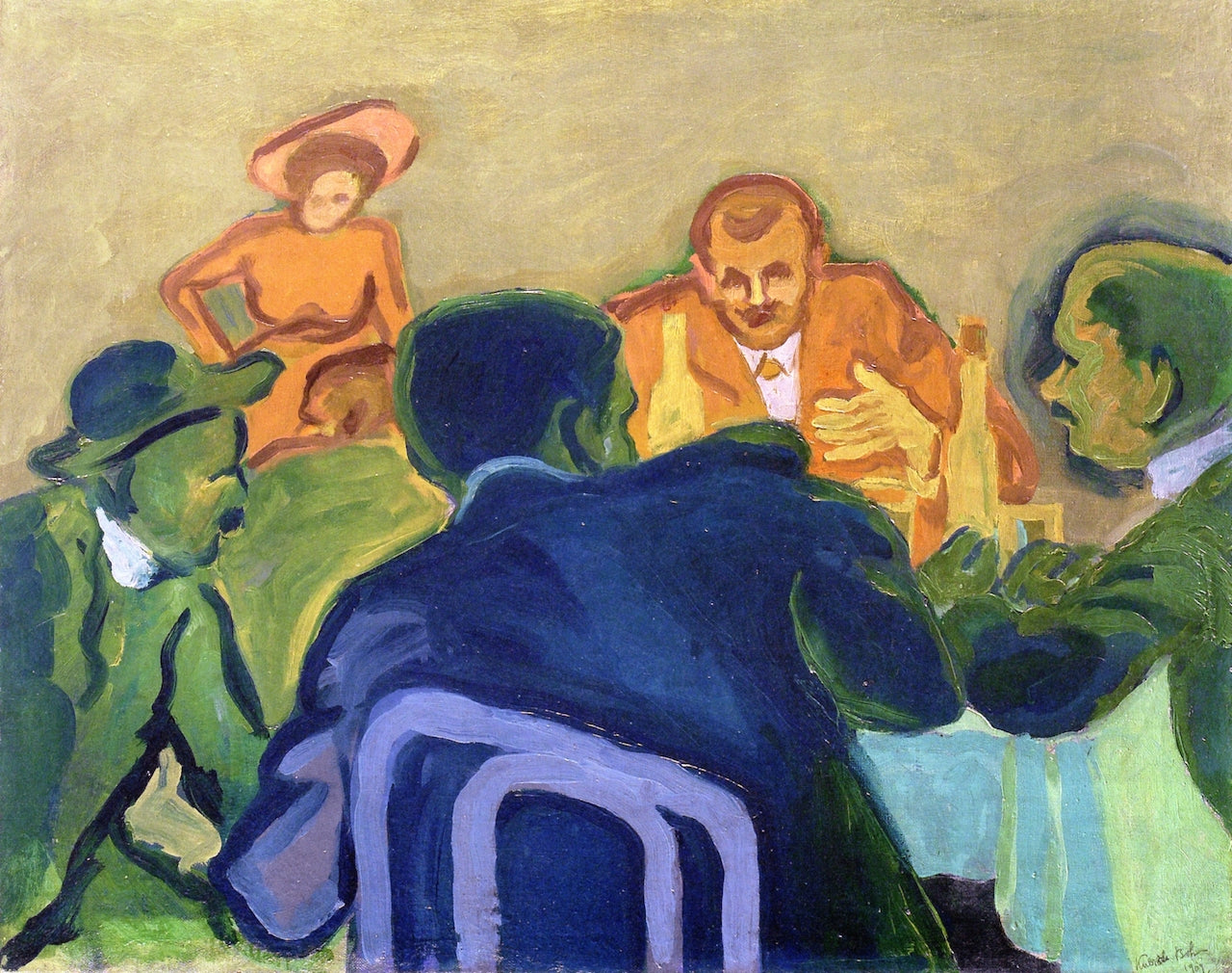 Gamblers, vintage artwork by Bohumil Kubišta, 12x8" (A4) Poster