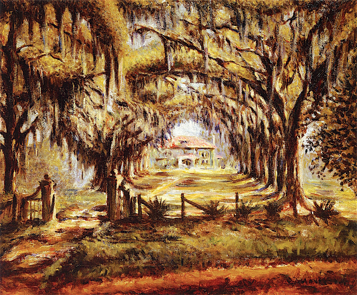 Boone Hall Plantation, vintage artwork by Edwin Harleston, 12x8" (A4) Poster