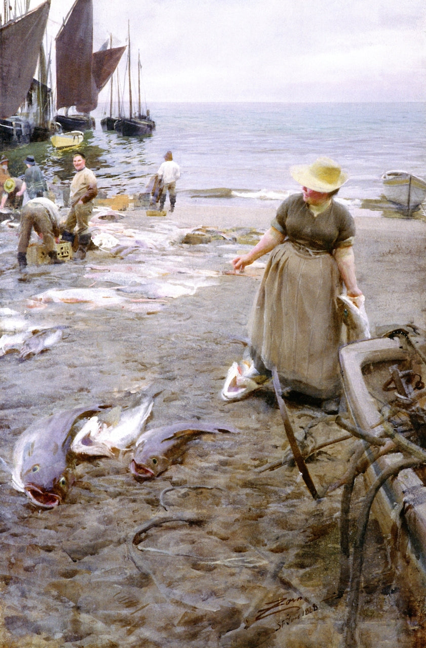 Fish Market in Saint Ives by Anders Zorn,A3(16x12")Poster
