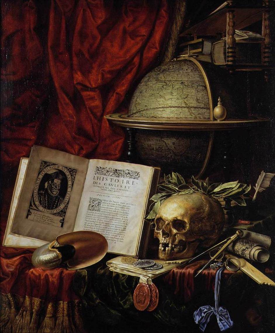 Vanitas Still-Life, vintage artwork by Carstian Luyckx, 12x8" (A4) Poster