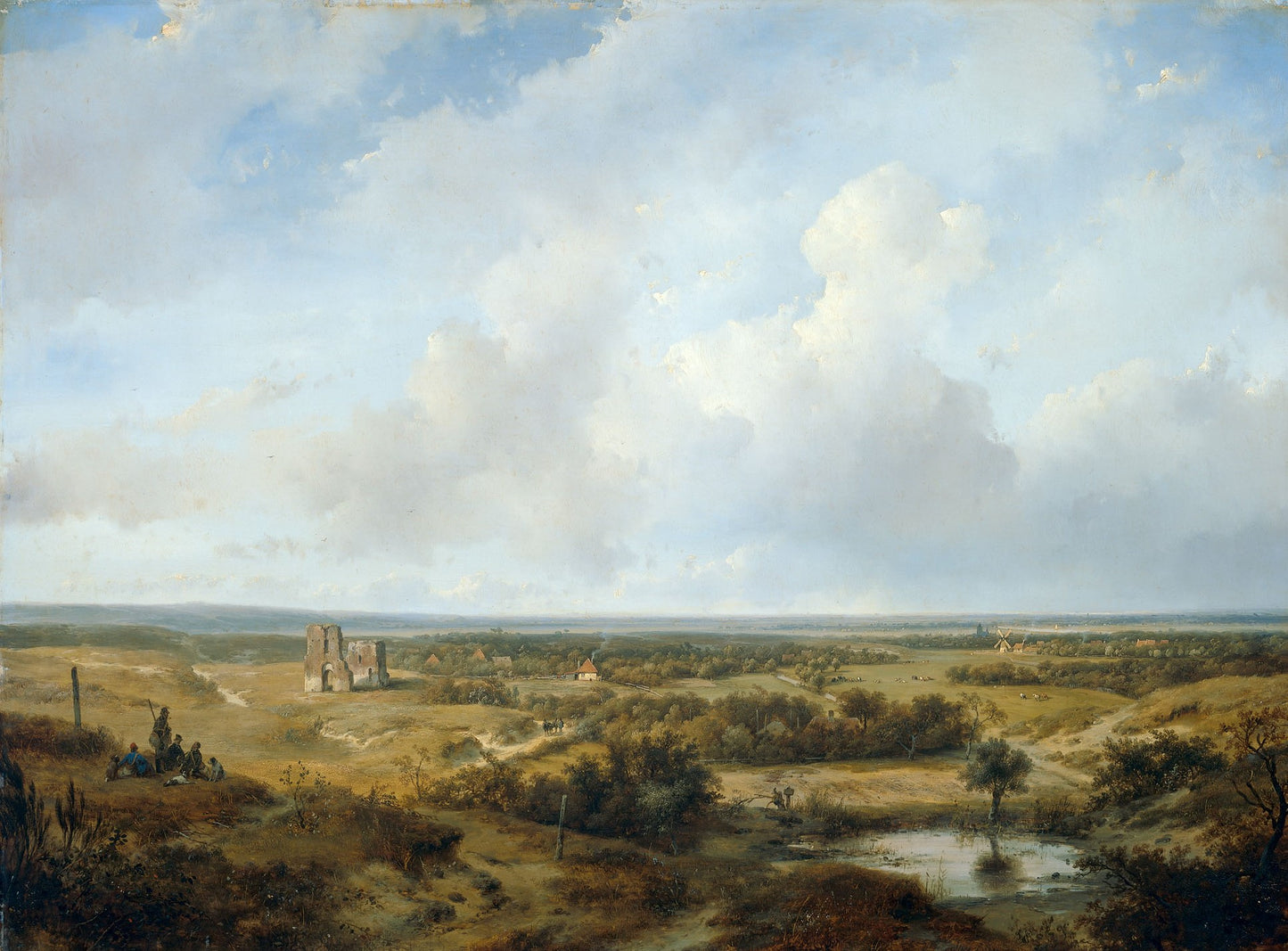 View of Haalem, vintage artwork by Andreas Schelfhout, 12x8" (A4) Poster