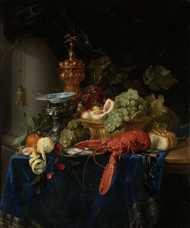Still-Life with a Golden Cup, vintage artwork by Pieter de Ring, 12x8" (A4) Poster