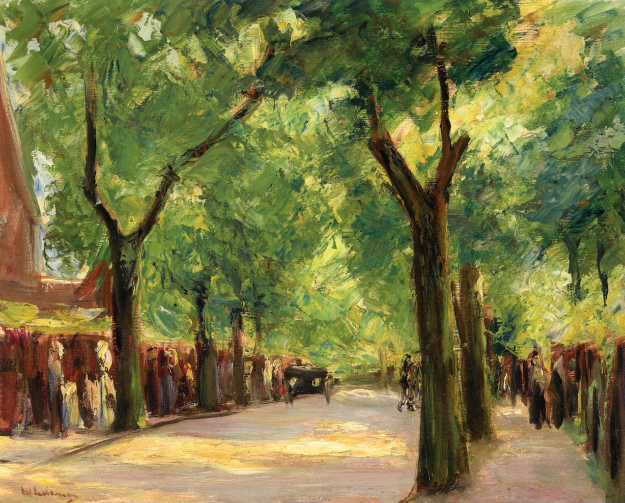 Die Grosse Seestrasse in Wannsee mit Spaziergängern, vintage artwork by Max Liebermann, 12x8" (A4) Poster