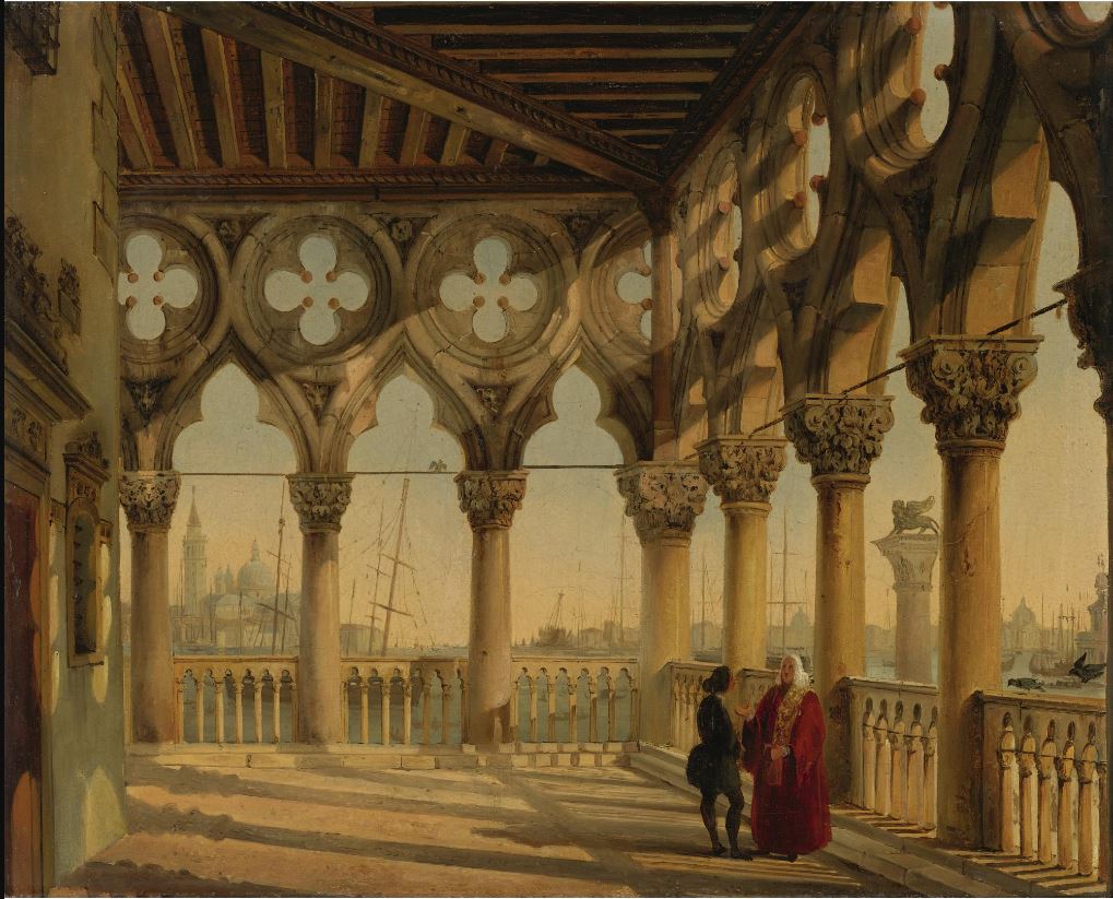 View from the Porch of the Palazzo Ducale, Venice, vintage artwork by Giovanni Migliara, 12x8" (A4) Poster