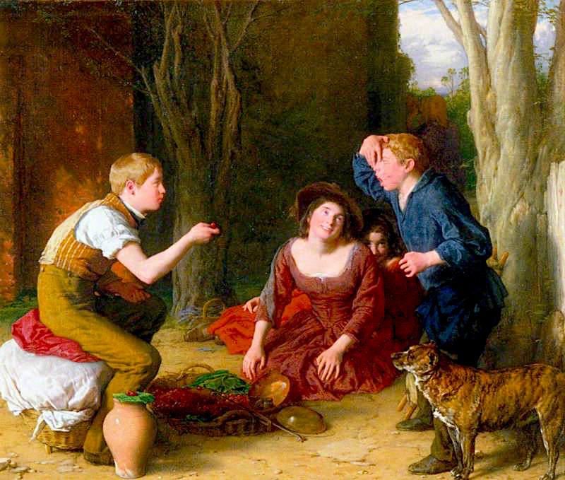 The Butt: Shooting a Cherry, vintage artwork by William Mulready, 12x8" (A4) Poster