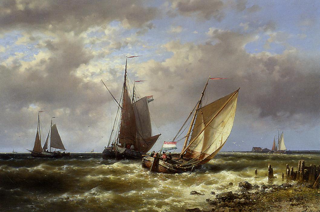 Shipping in Choppy Waters, vintage artwork by Abraham Hulk, A3 (16x12") Poster Print