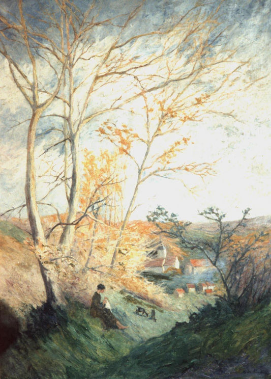 Woman with Goats, vintage artwork by Allan Osterlind, 12x8" (A4) Poster