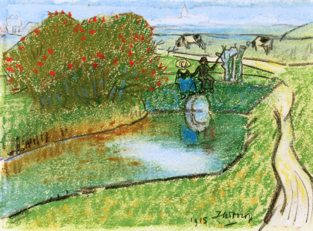 Zeeland Landscape with Fishermen, vintage artwork by Jan Toorop, 12x8" (A4) Poster