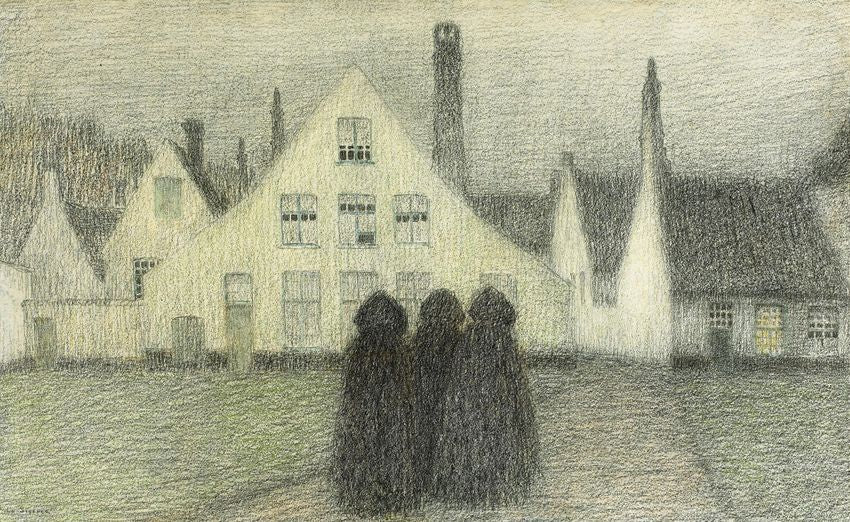 The Beguine Convent in Bruges, vintage artwork by Henri Le Sidaner, 12x8" (A4) Poster