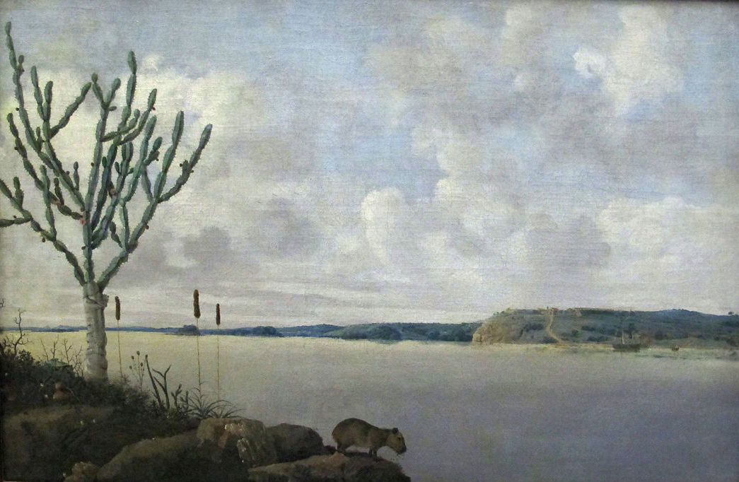 The São Francisco River and the Fortress Maurits, vintage artwork by Frans Post, 12x8" (A4) Poster