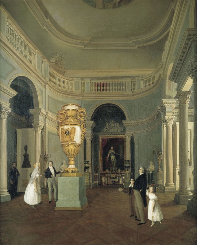 The Oval Hall of the Old Hermitage, vintage artwork by Karl Beggrov, A3 (16x12") Poster Print