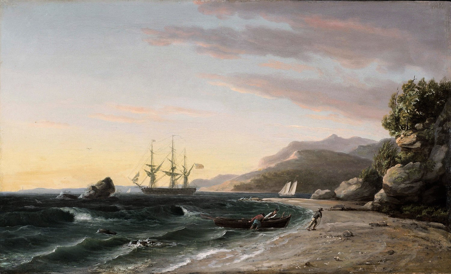 The USS Pennsylvania off Mount Desert Island, Maine, vintage artwork by Thomas Birch, 12x8" (A4) Poster