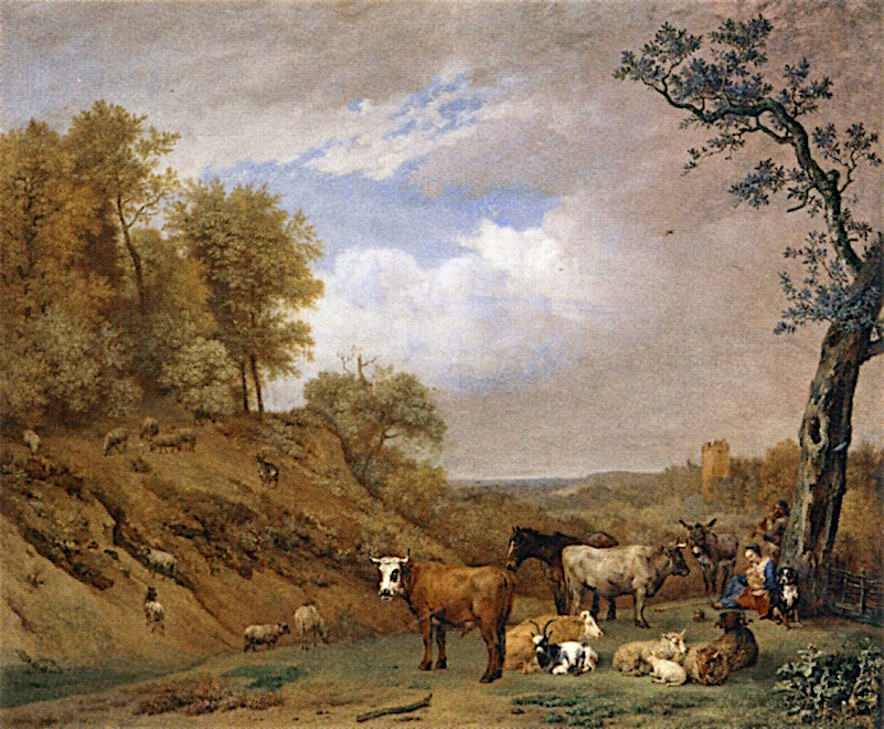 Herders with Cattle, vintage artwork by Paulus Potter, 12x8" (A4) Poster