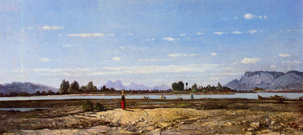 Landscape, the Banks of the Durance, vintage artwork by Paul-Camille Guigou, 12x8" (A4) Poster