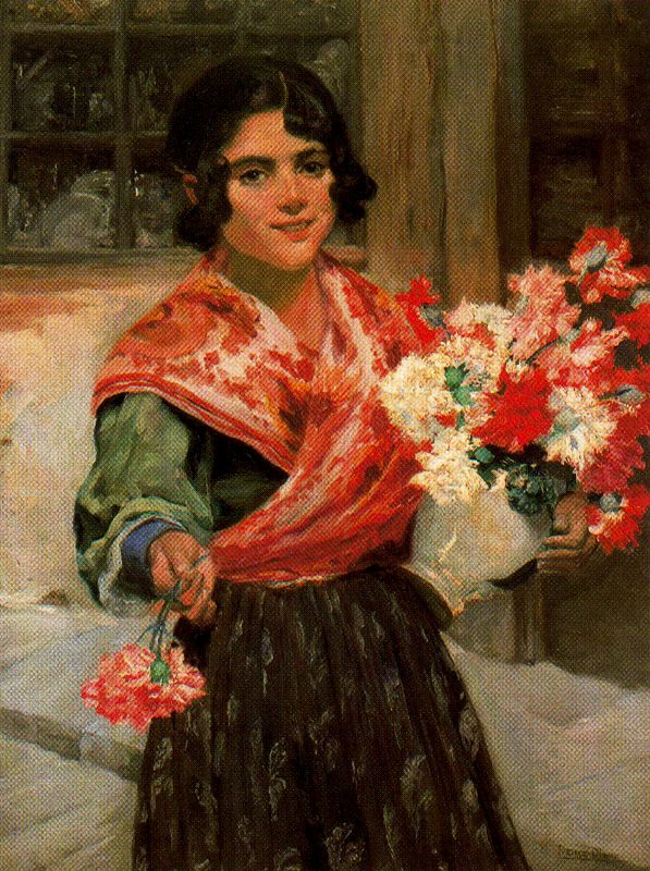 Muchacha con Flores by Ignacio Díaz Olano,A3(16x12")Poster