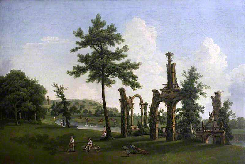 The Ruins, Shugborough, vintage artwork by Nicholas Thomas Dall, 12x8" (A4) Poster