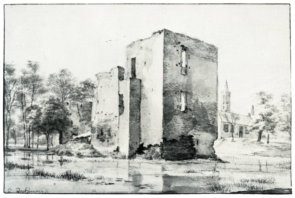 Castel Lievendaal in Ameronge, vintage artwork by Roelant Roghman, 12x8" (A4) Poster