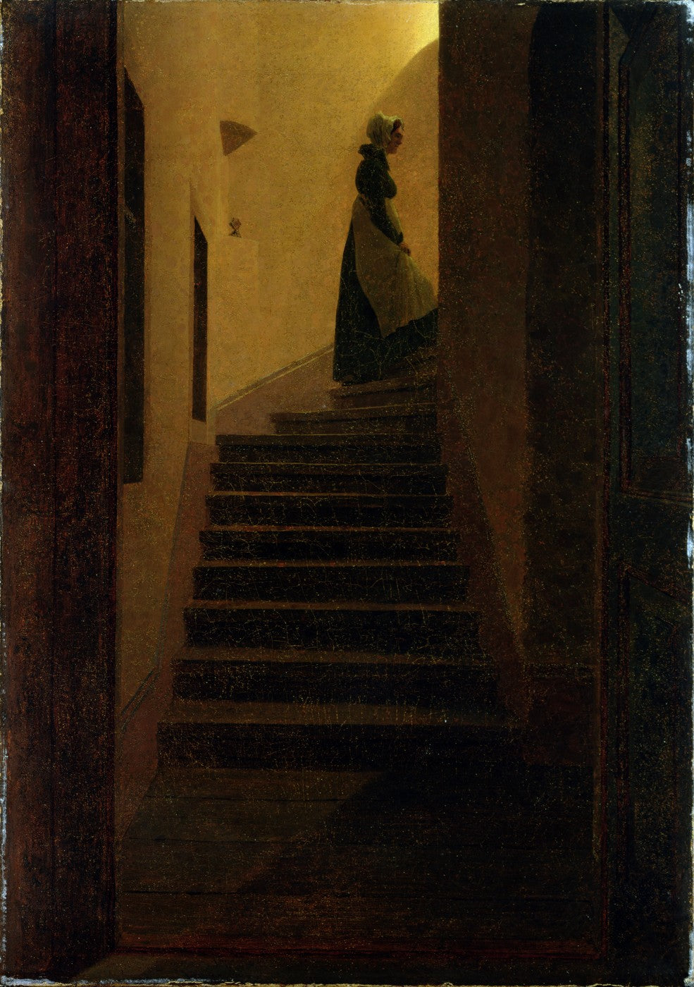 Lady on the Staircase, vintage artwork by Caspar David Friedrich, 12x8" (A4) Poster