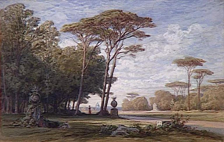 Villa Borghese in Rome, vintage artwork by Auguste Paul Charles Anastasi, A3 (16x12") Poster Print