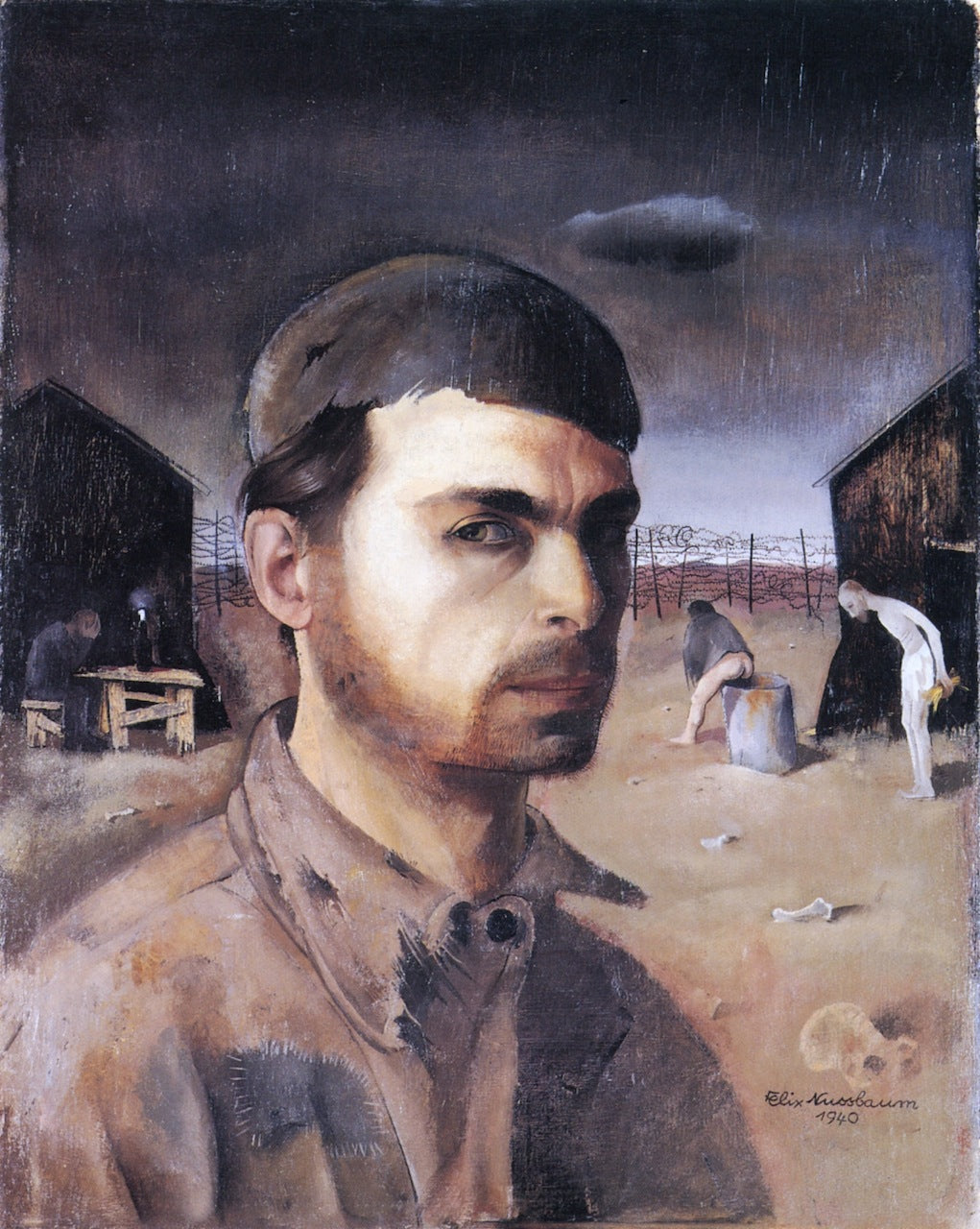 Self-Portrait in the Camp, vintage artwork by Felix Nussbaum, 12x8" (A4) Poster