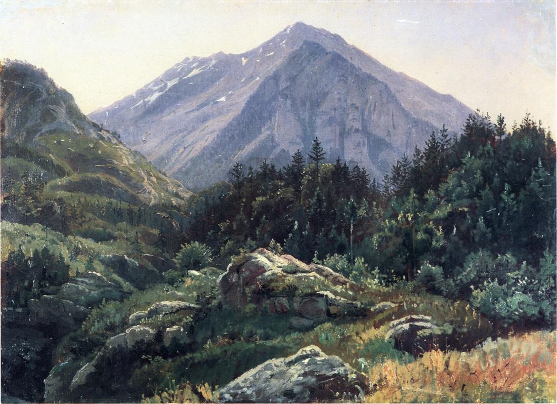 Mountain Scenery, Switzerland, vintage artwork by William Stanley Haseltine, 12x8" (A4) Poster