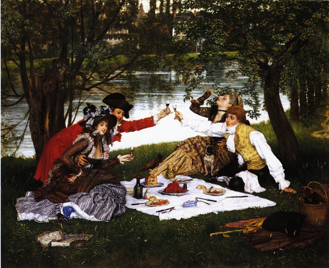 Partie Carree, vintage artwork by James Tissot, 12x8" (A4) Poster