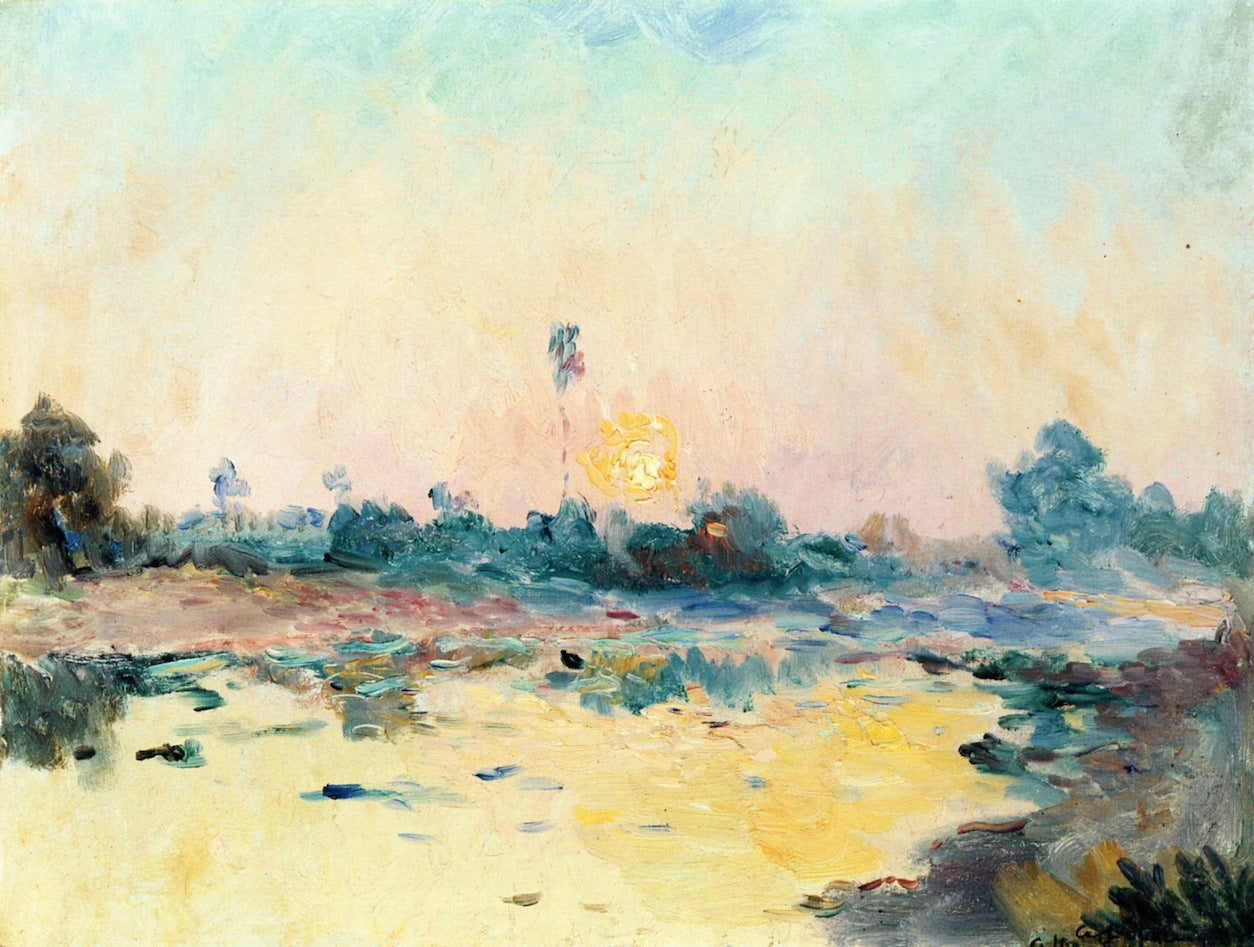 The Banks of the Allier at Sunset, vintage artwork by Albert Lebourg, 12x8" (A4) Poster