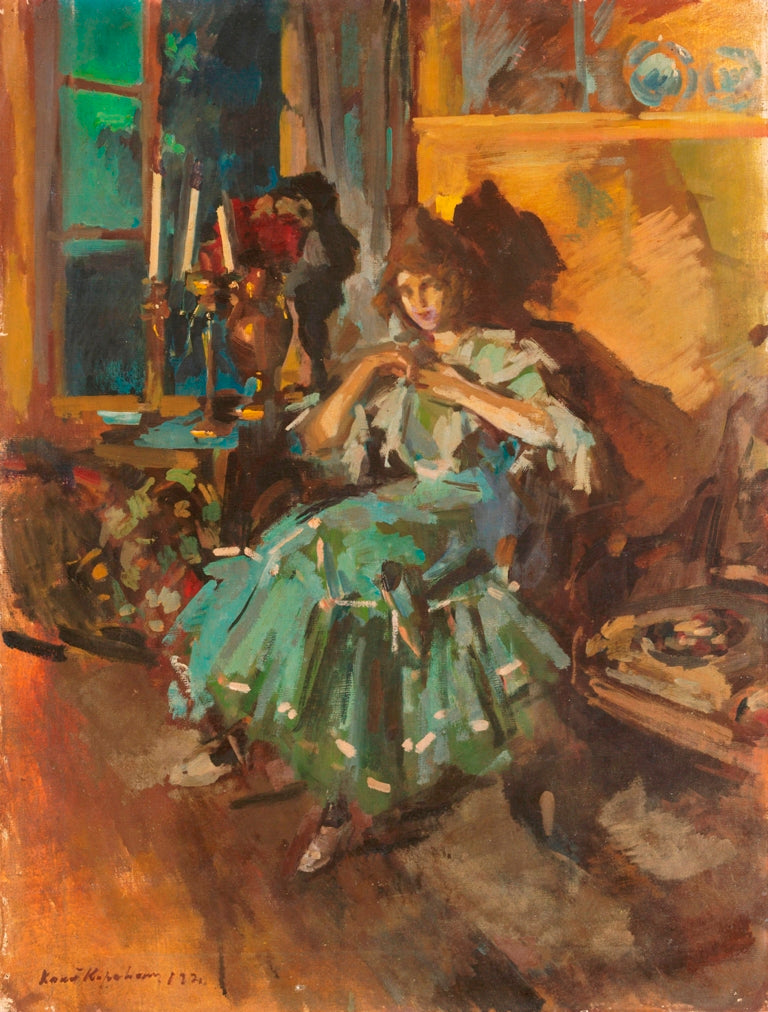 Ballerina in a Green Dress by Constantin Alexeevich Korovin,A3(16x12")Poster