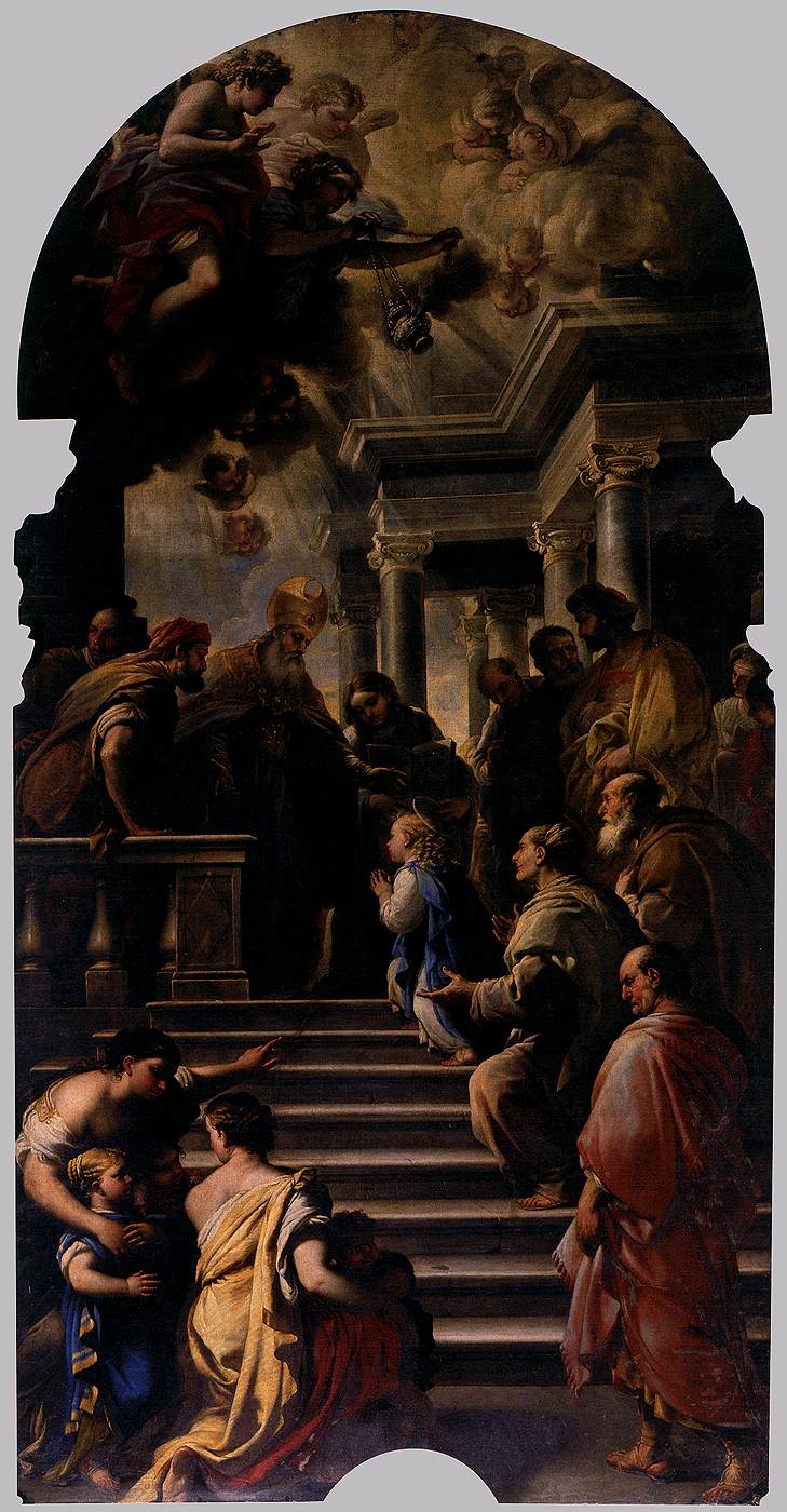 The Presentation of Mary at the Temple, vintage artwork by Luca Giordano, 12x8" (A4) Poster