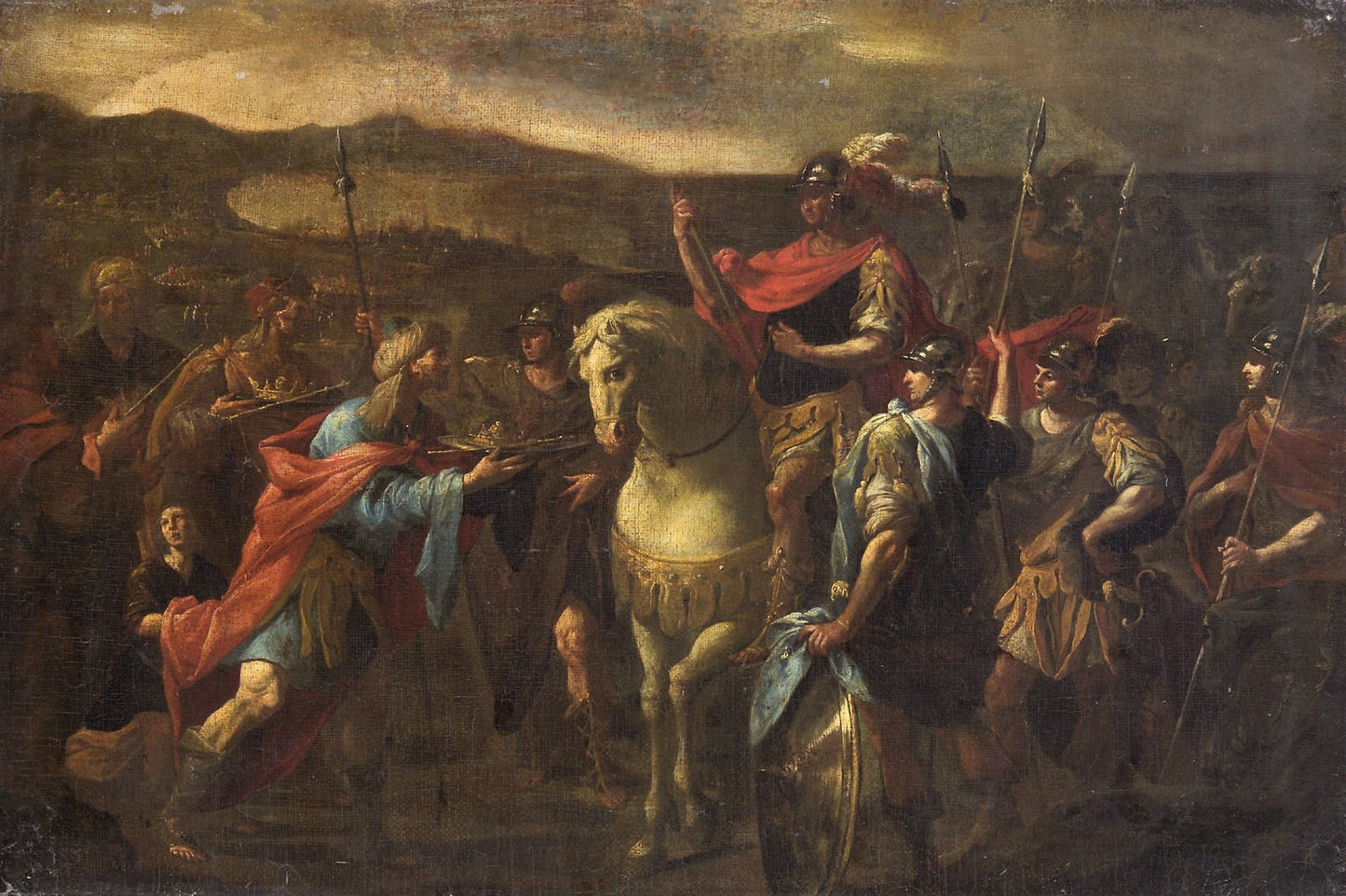 Indian Kings Pay Tribute to Alexander the Great, vintage artwork by Agostino Beltrano, 12x8" (A4) Poster