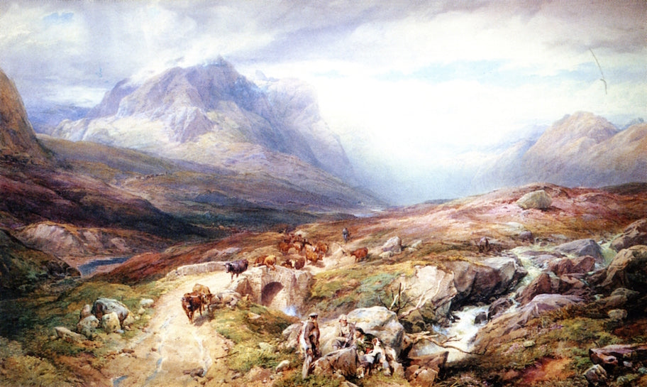 The Pass of Glencoe from Rannoch Moor, vintage artwork by Thomas Miles Richardson, Jr., A3 (16x12") Poster Print