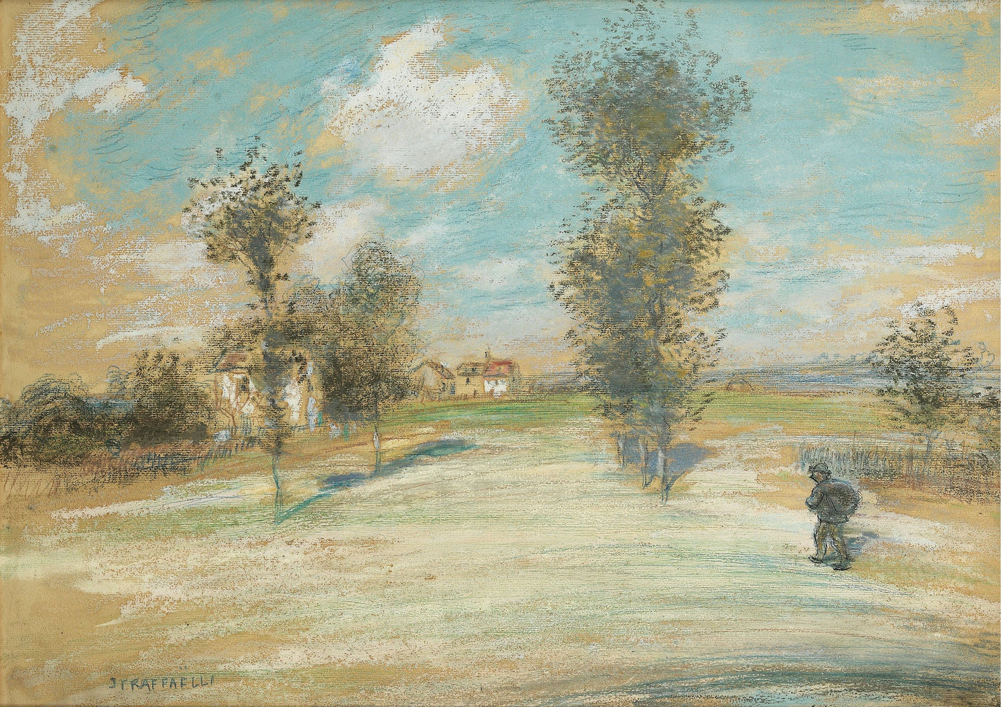 scape with a Peasant on the Road by Jean-Franaois Raffaëlli,A3(16x12")Poster
