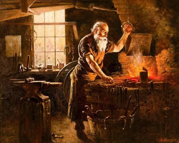 The Blacksmith by Charles Grant Beauregard,A3(16x12")Poster
