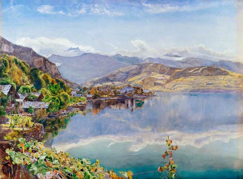 The Lake of Lucerne, Mont Pilatus in the Distance, vintage artwork by John William Inchbold, 12x8" (A4) Poster