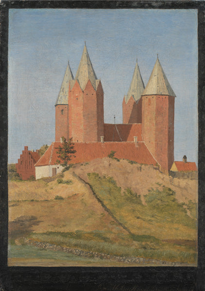 Kalundborg Church, vintage artwork by Johan Thomas Lundby e, A3 (16x12") Poster Print