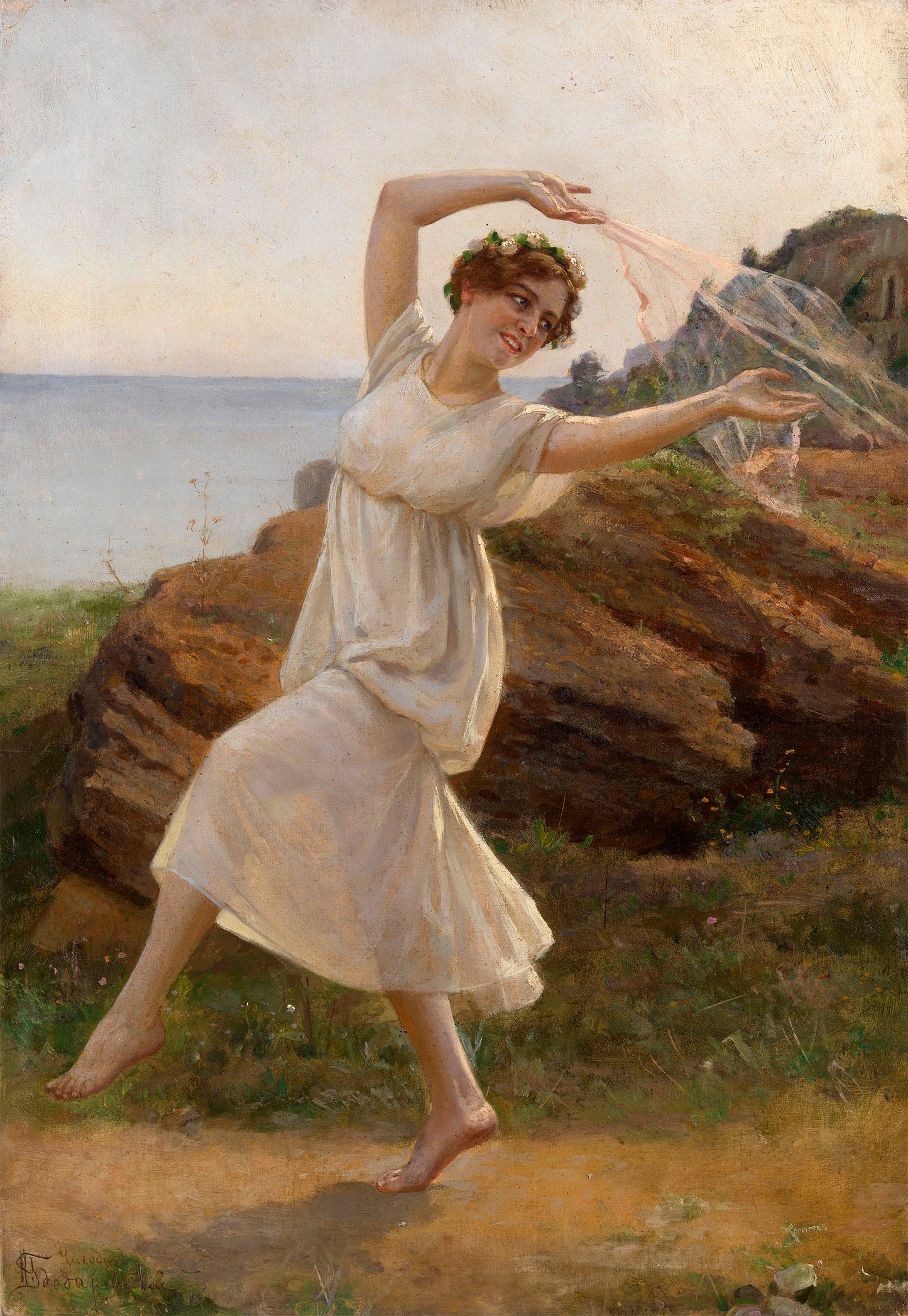 Antique Dance, vintage artwork by Nikolai Bodarevsky, 12x8" (A4) Poster
