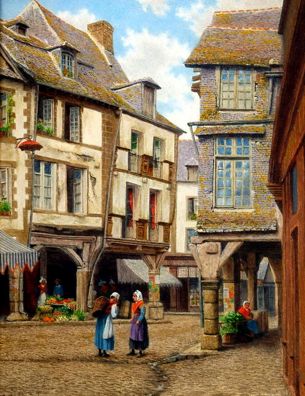 A Street in Dinard, Brittany, vintage artwork by John Mulcaster Carrick, 12x8" (A4) Poster