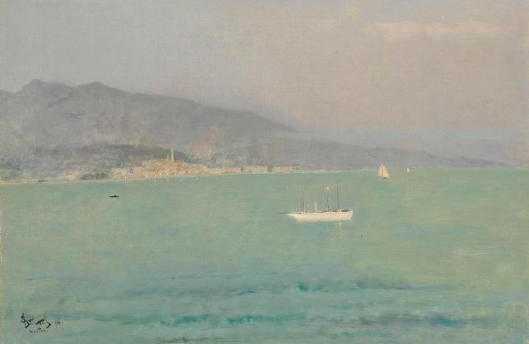 Menton, Noonday, vintage artwork by Alfred Émile Leopold Stevens, 12x8" (A4) Poster