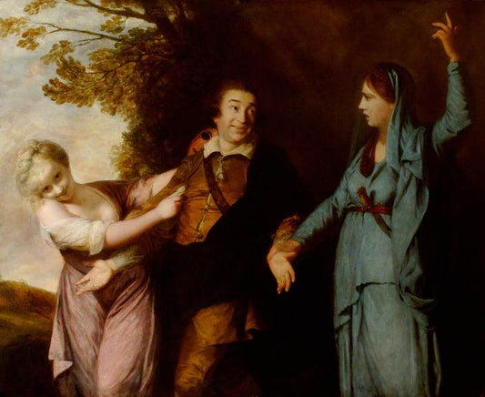 David Garrick (1716-1779) between Tragedy and Comedy, vintage artwork by Sir Joshua Reynolds, 12x8" (A4) Poster
