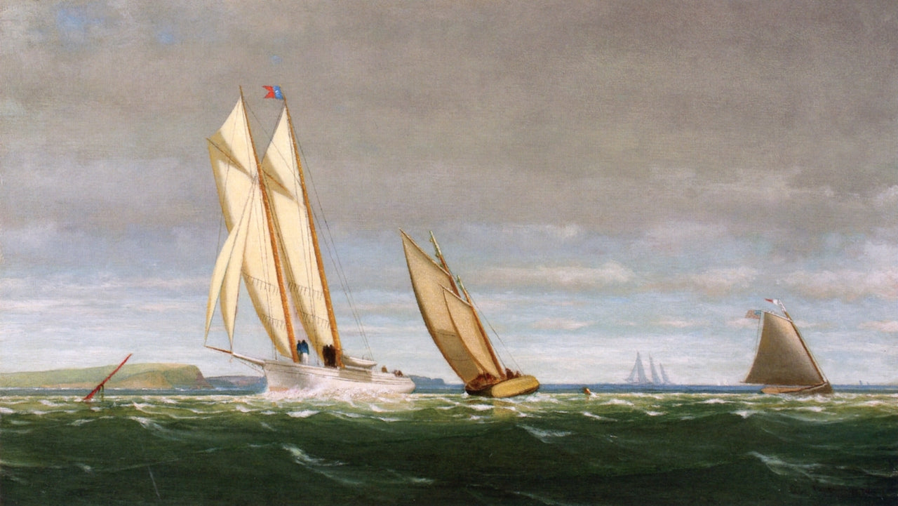 Sailing off the Coast, vintage artwork by George Curtis, A3 (16x12") Poster Print