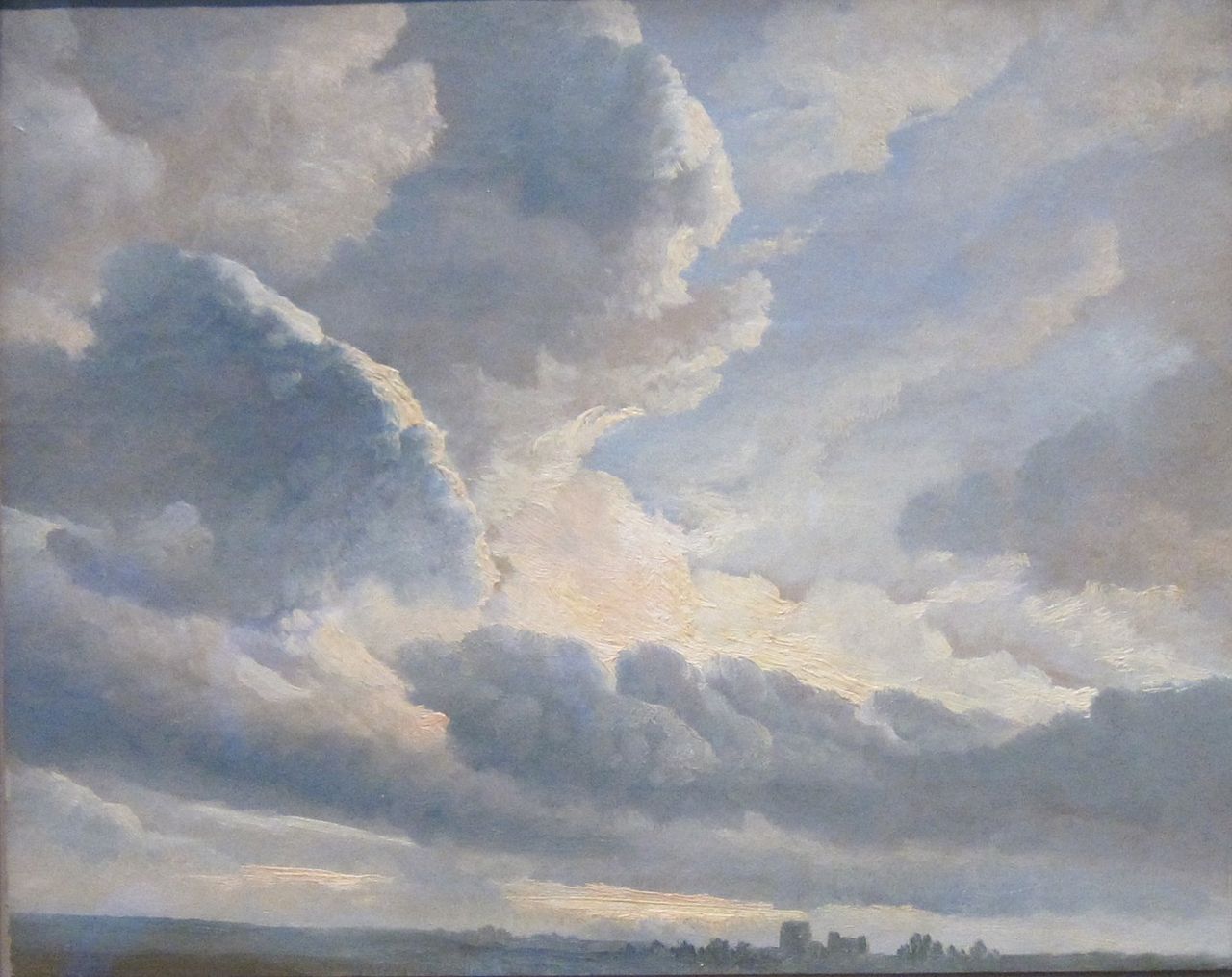 Study of Clouds with a Sunset near Rome, vintage artwork by Simon Denis, 12x8" (A4) Poster