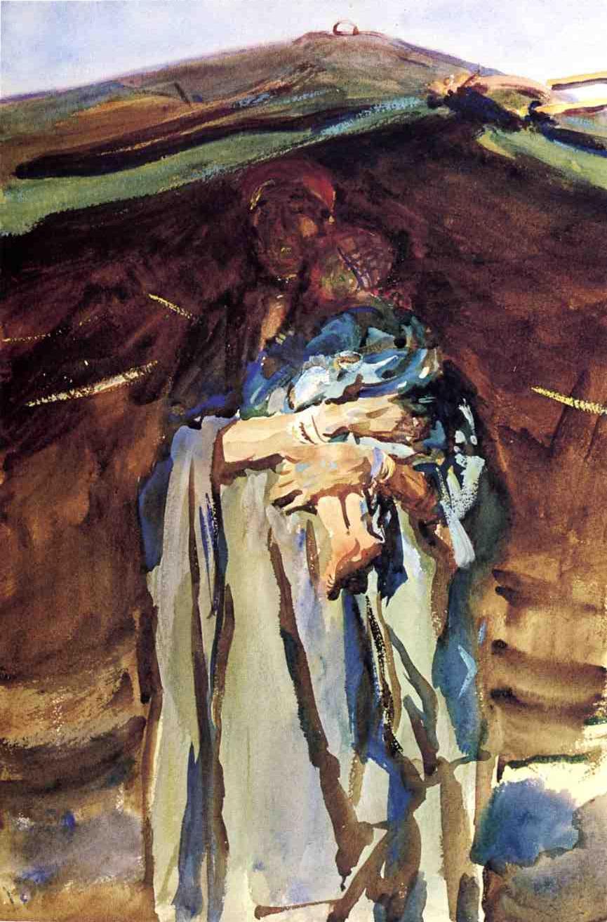 Bedouin Mother, vintage artwork by John Singer Sargent, 12x8" (A4) Poster