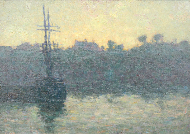Rigged Sailing Vessel against a Quay, vintage artwork by James Bolivar Manson, 12x8" (A4) Poster
