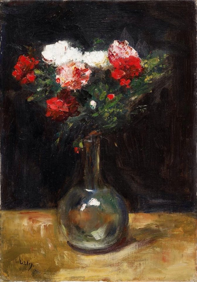 Carnations in Glass Vase by Lesser Ury,A3(16x12")Poster