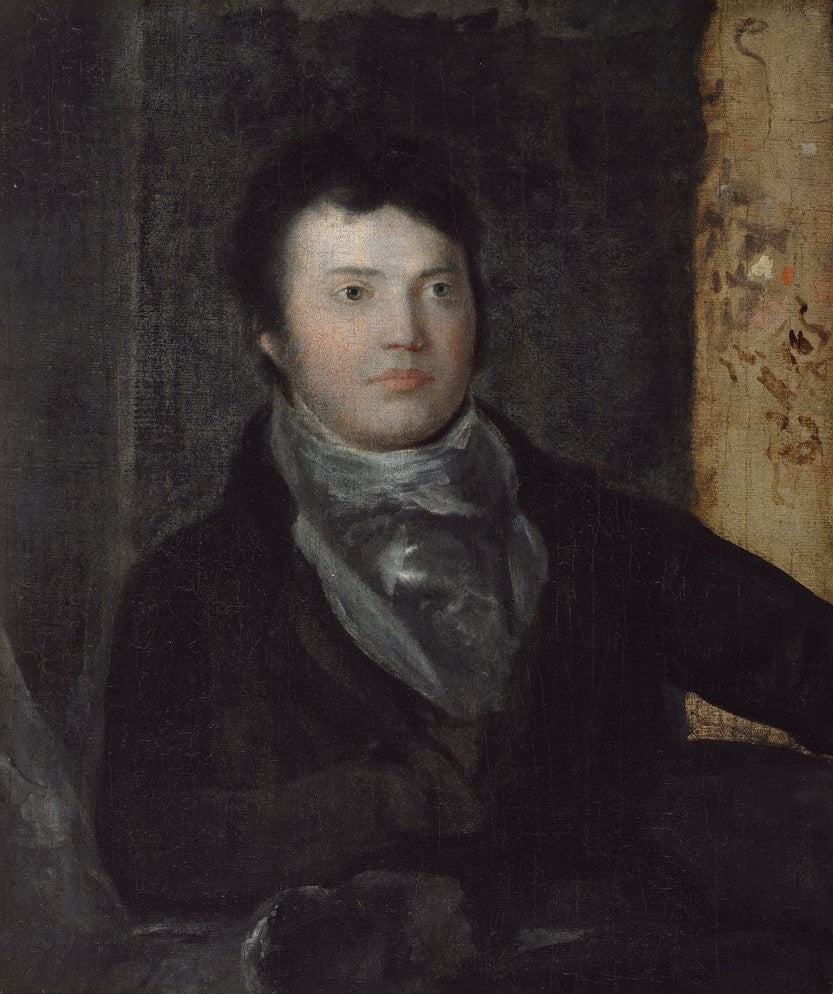 Samuel Taylor Coleridge (1772-1834), vintage artwork by Washington Allston, 12x8" (A4) Poster