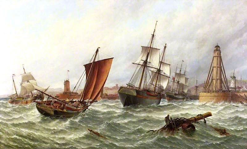 Moving of the Old North Pier Lighthouse, Sunderland, 1841, vintage artwork by Stuart Henry Bell, 12x8" (A4) Poster