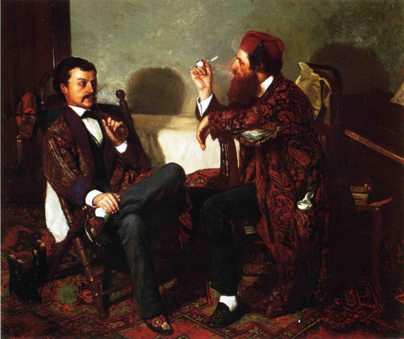 The Discussion, vintage artwork by Thomas Hovenden, 12x8" (A4) Poster