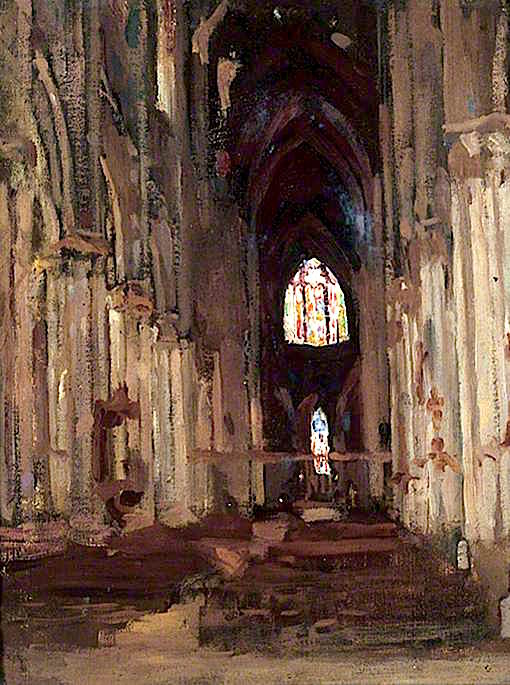 Reims Cathedral, France, vintage artwork by Emily Maria Eardley Childers, 12x8" (A4) Poster