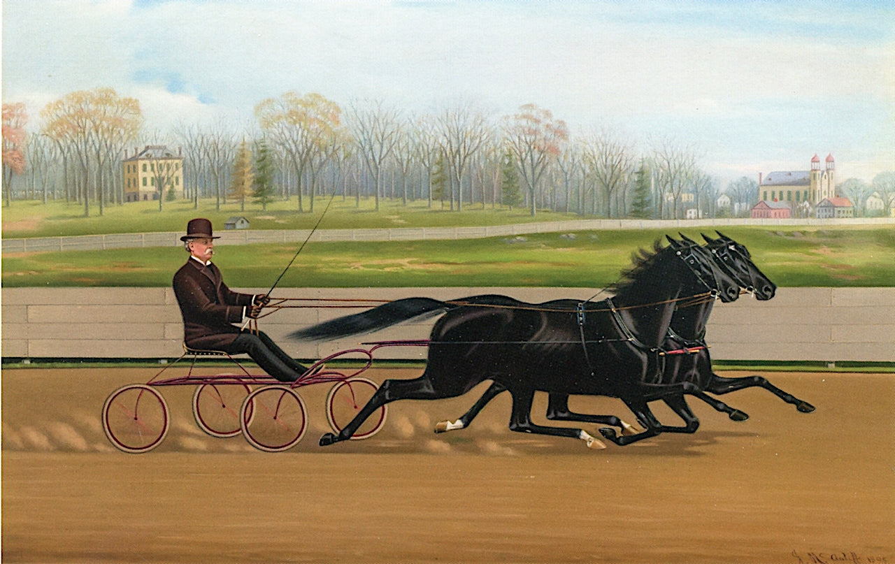 Pair Driving, vintage artwork by John McAuliffe, 12x8" (A4) Poster