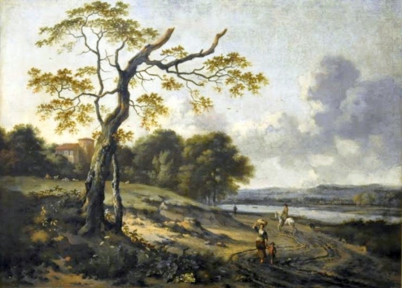 Landscape with a Dying Tree, vintage artwork by Jan Wijnants, 12x8" (A4) Poster